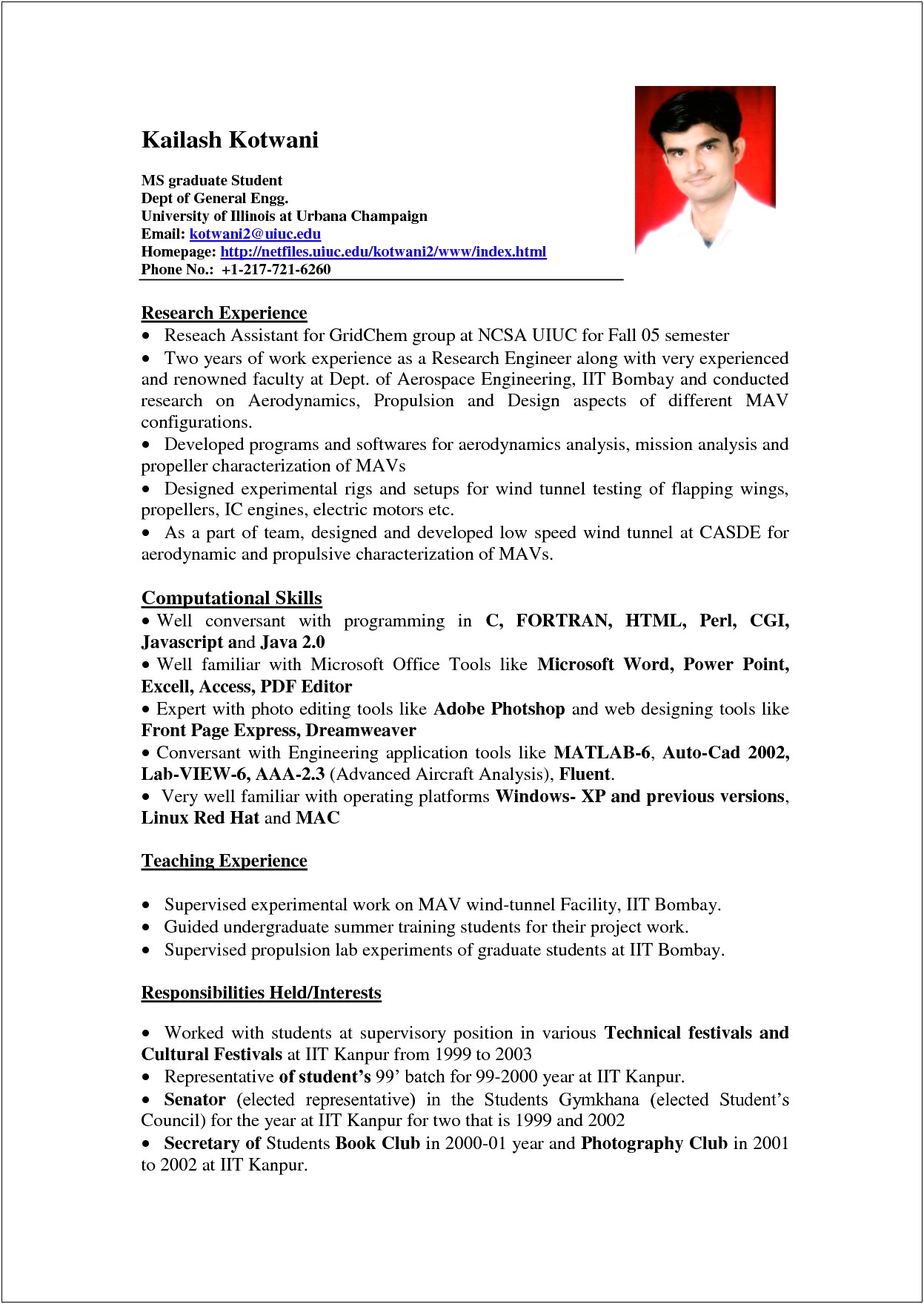 Typical Graduate Resume Without Work Experience