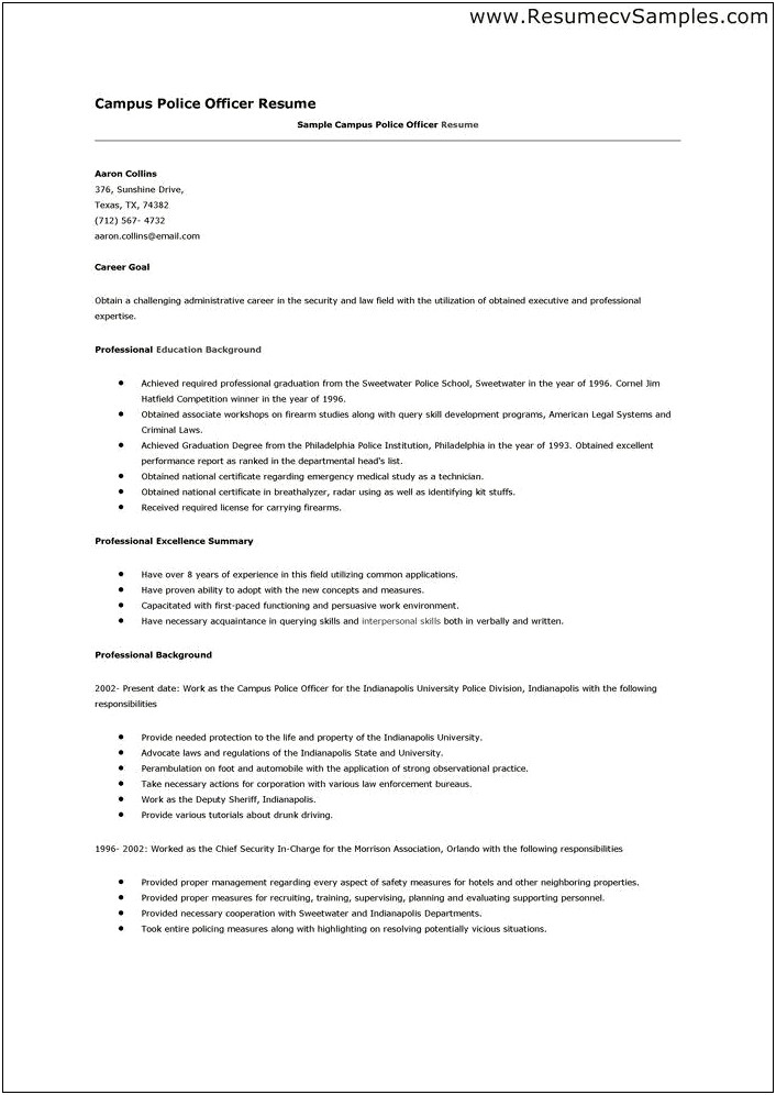 Ucf Candidate Police Chief Resume And Cover Letter