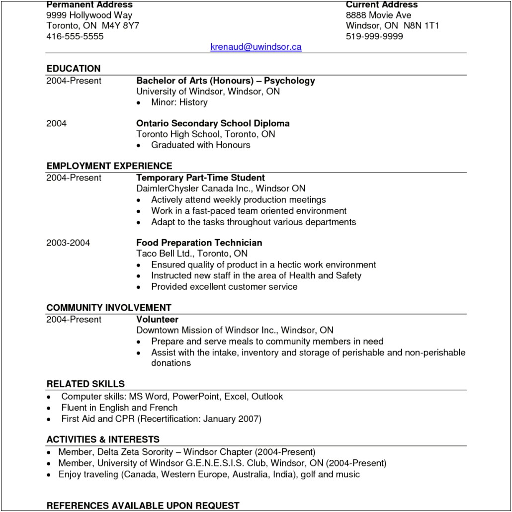 University Of Alabama Sorority Resume Sample