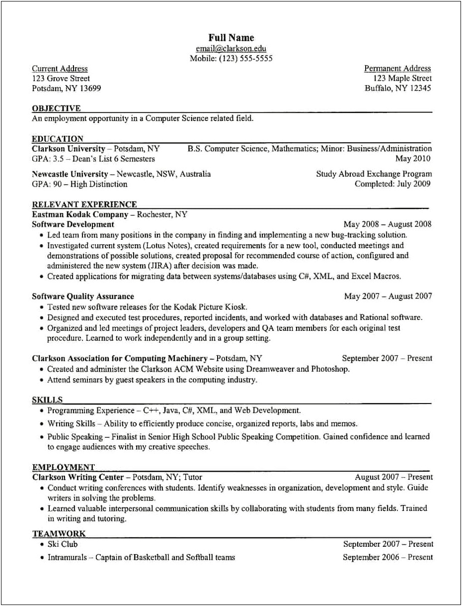 University Of Buffalo Social Work Resume