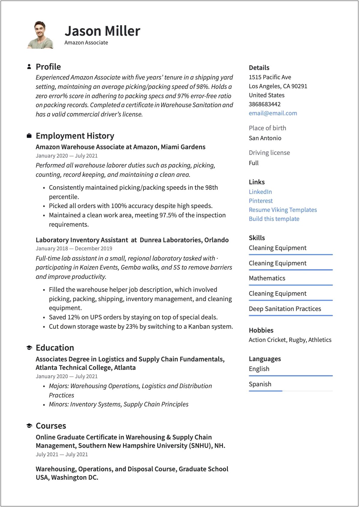 University Of New Hampshire Resume Template