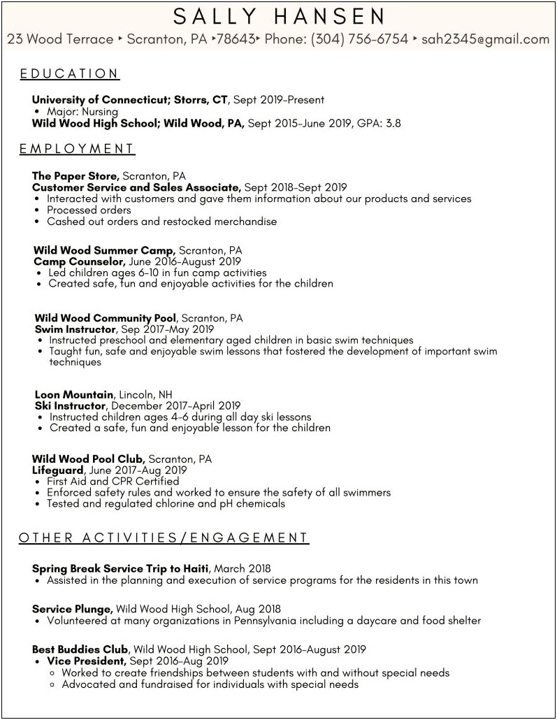 University Of Scranton Career Services Resume Template