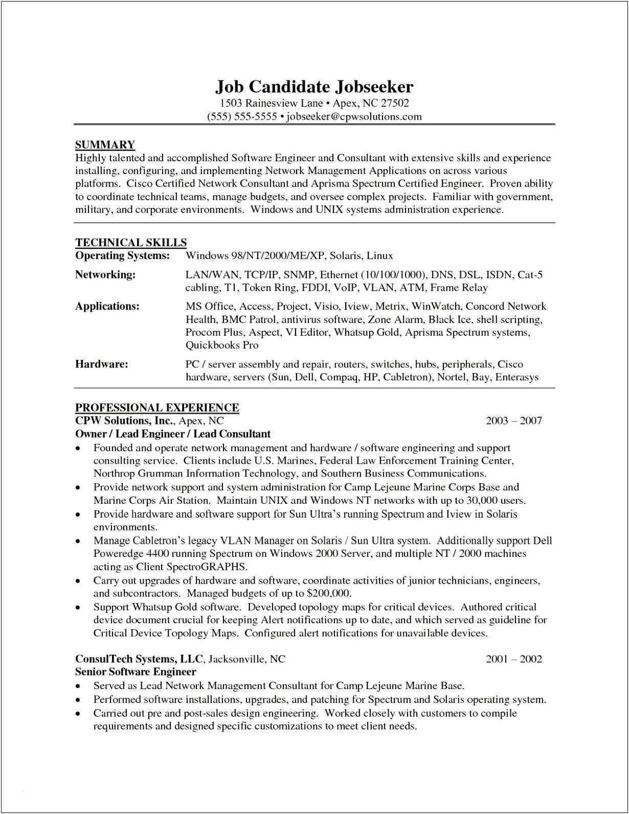 Unix Systems Administrator Resume Examples Technical