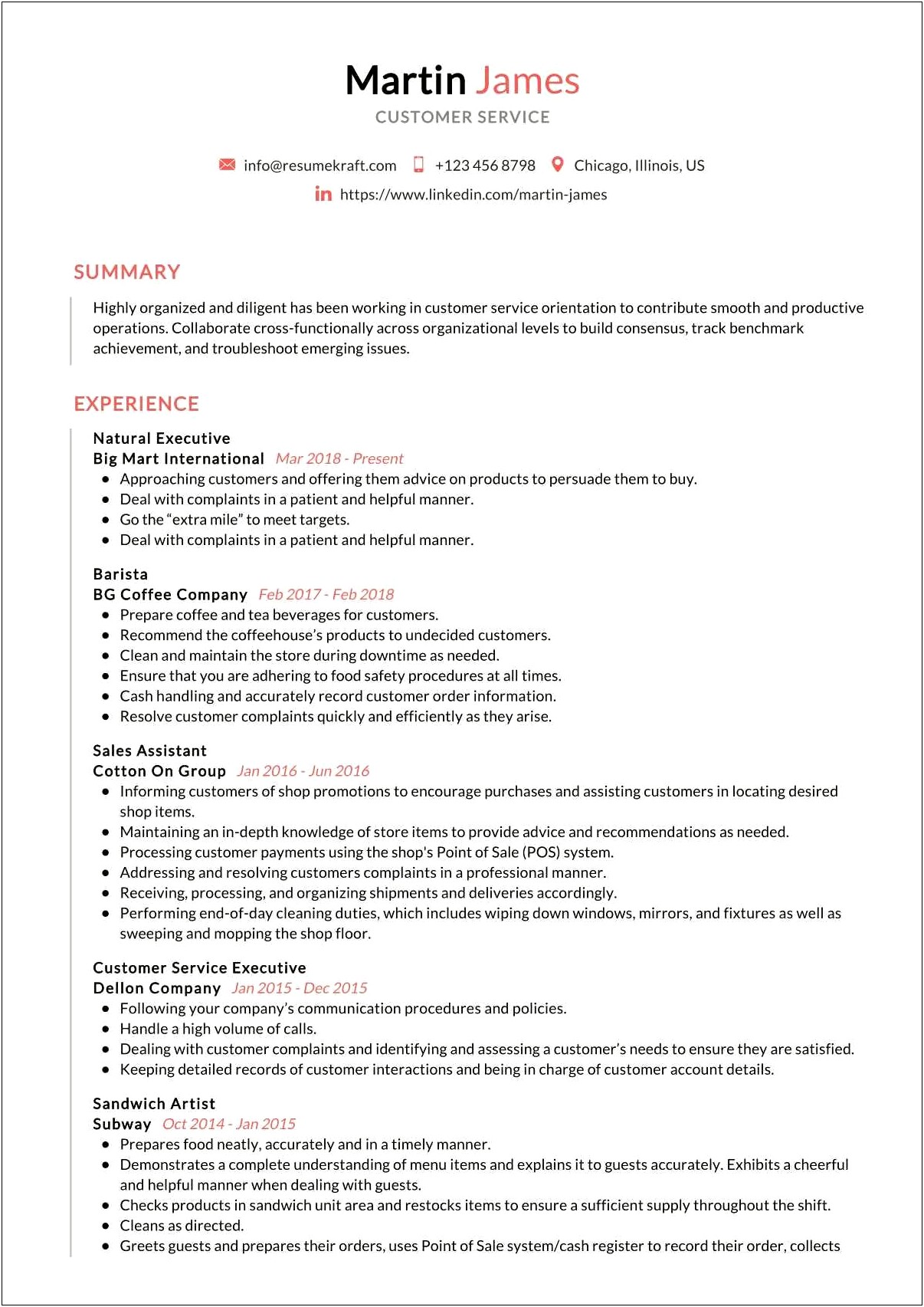 Update 2017 Resume For Customer Service Job