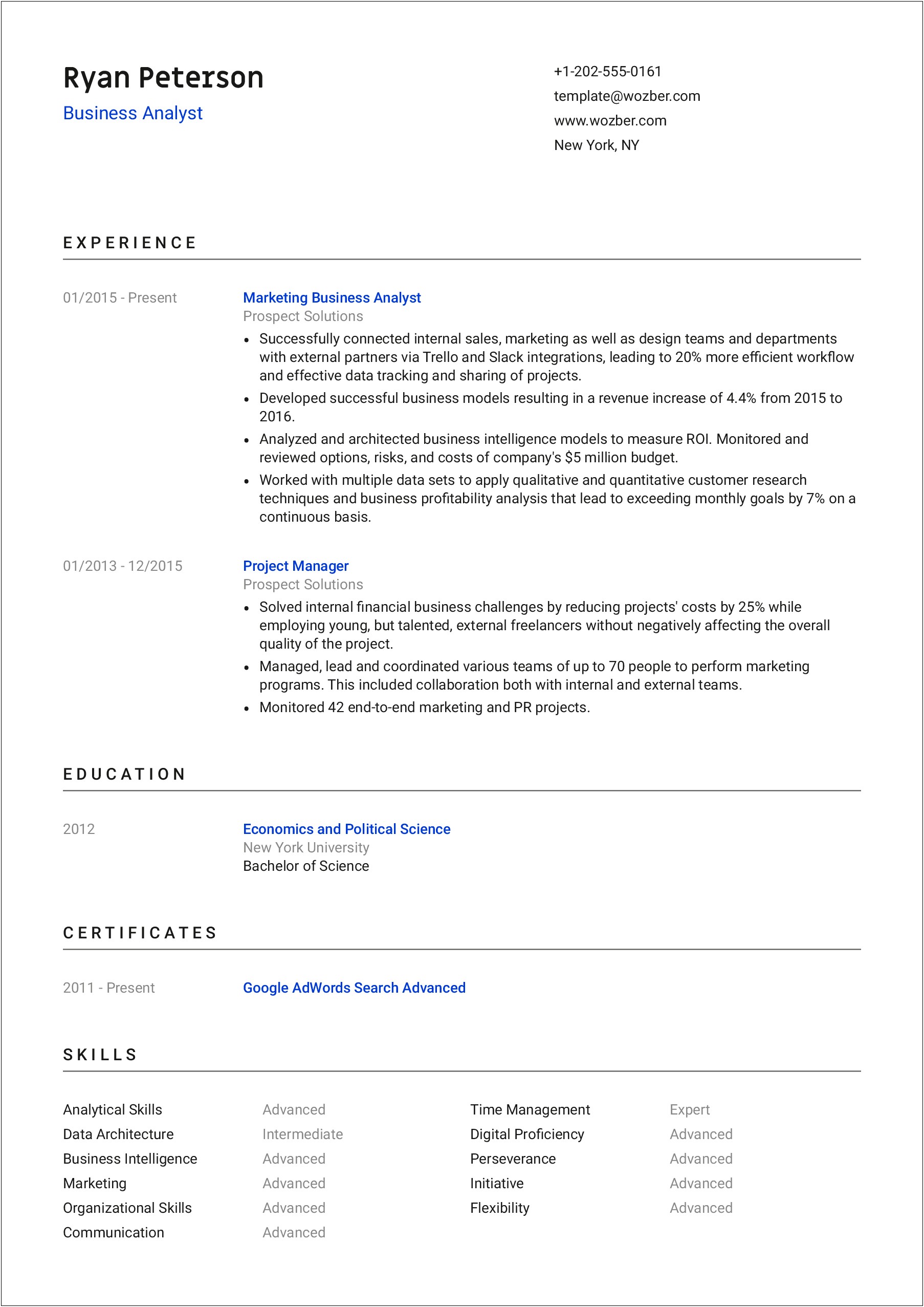 Us Resume Format Sample Template Free Download