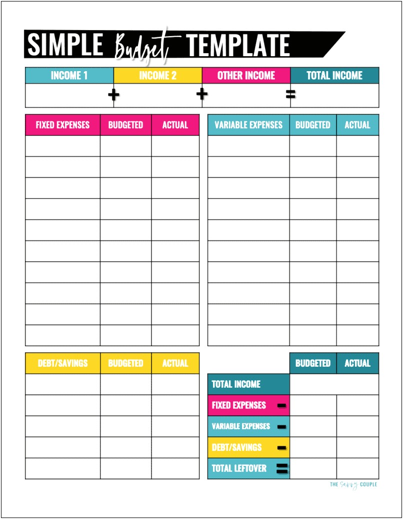 User Friendly Free Template For Personal Budget