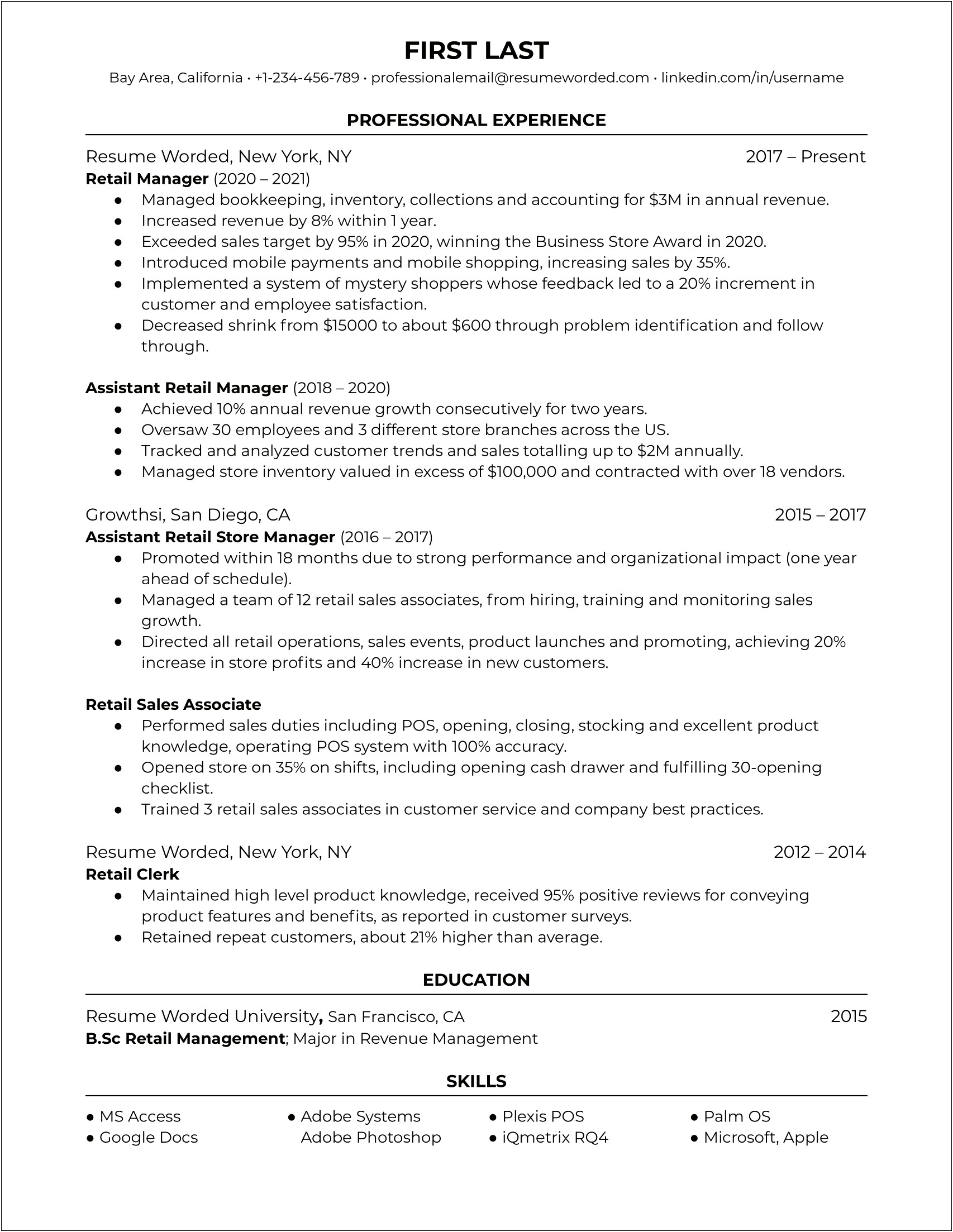 Using A Retail Job As Experience On Resume