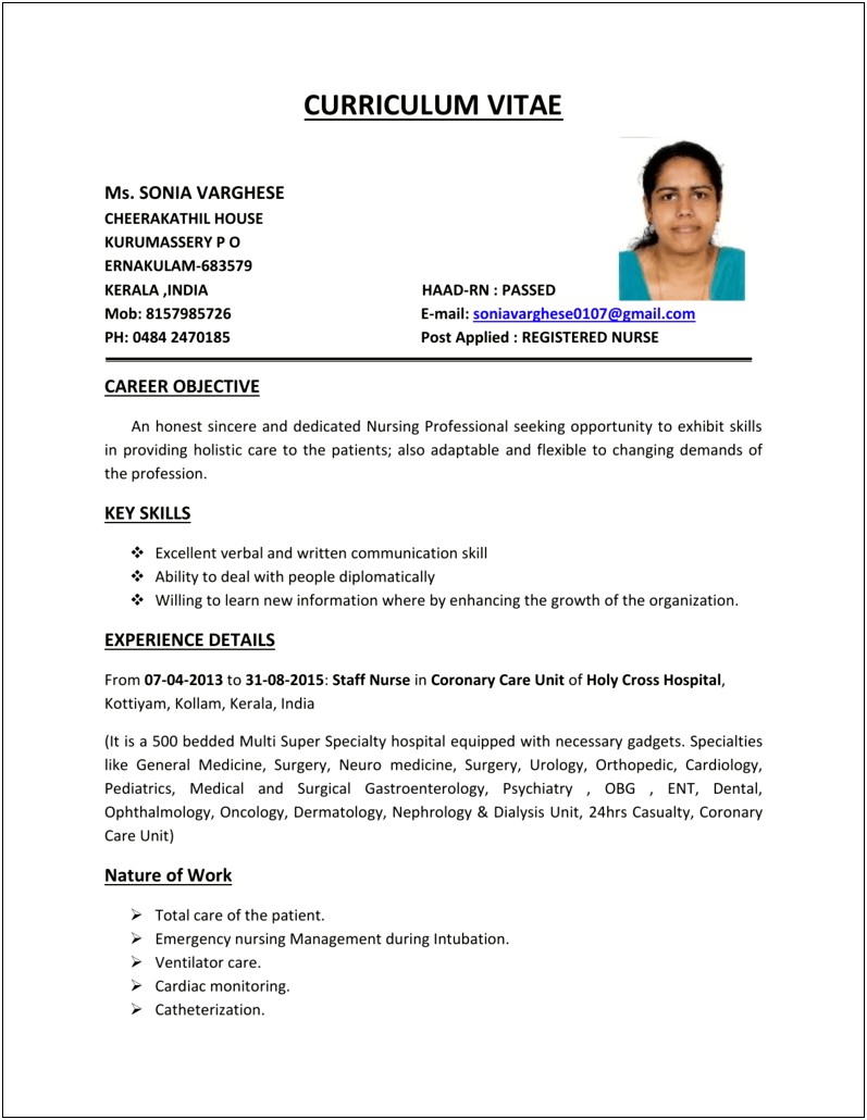 Using The Word Nursing Holistic In A Resume