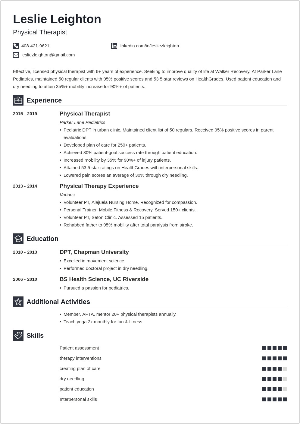 Ut Austin Physical Therapy Resume Template