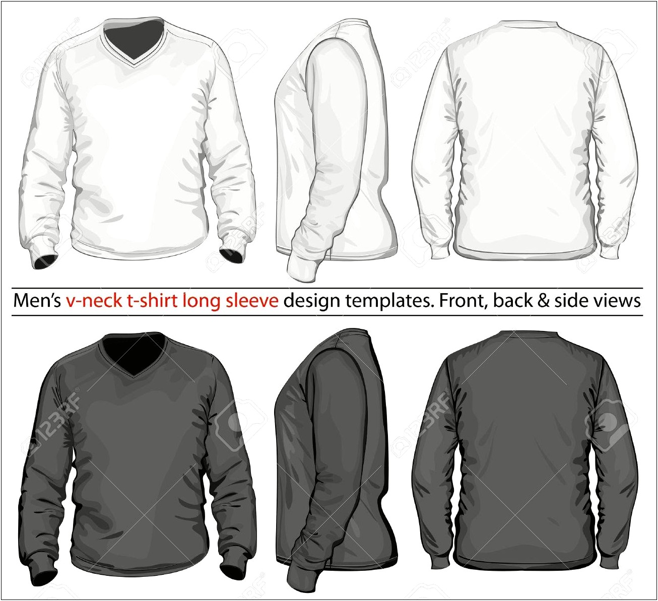 Vector Long Sleeve T Shirt Templates Free