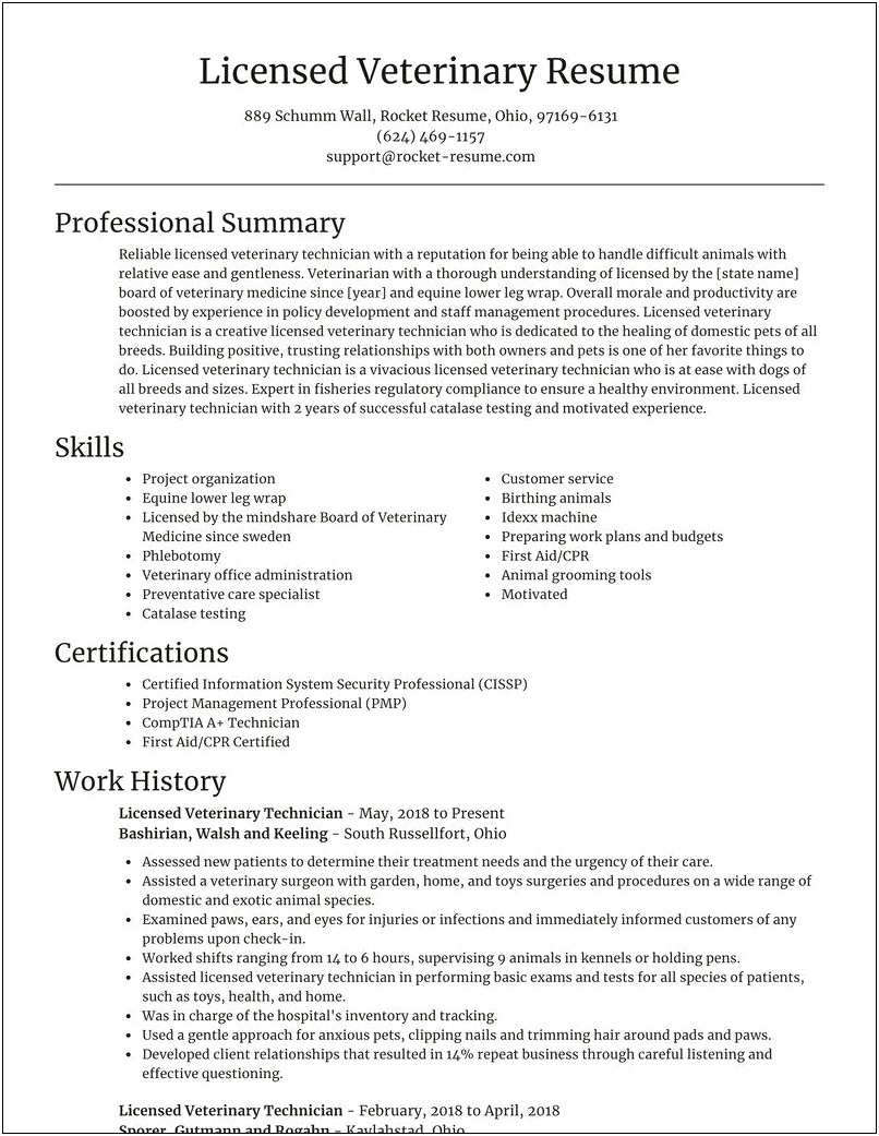 Veterinary Technician Job Description For Resume Traiage