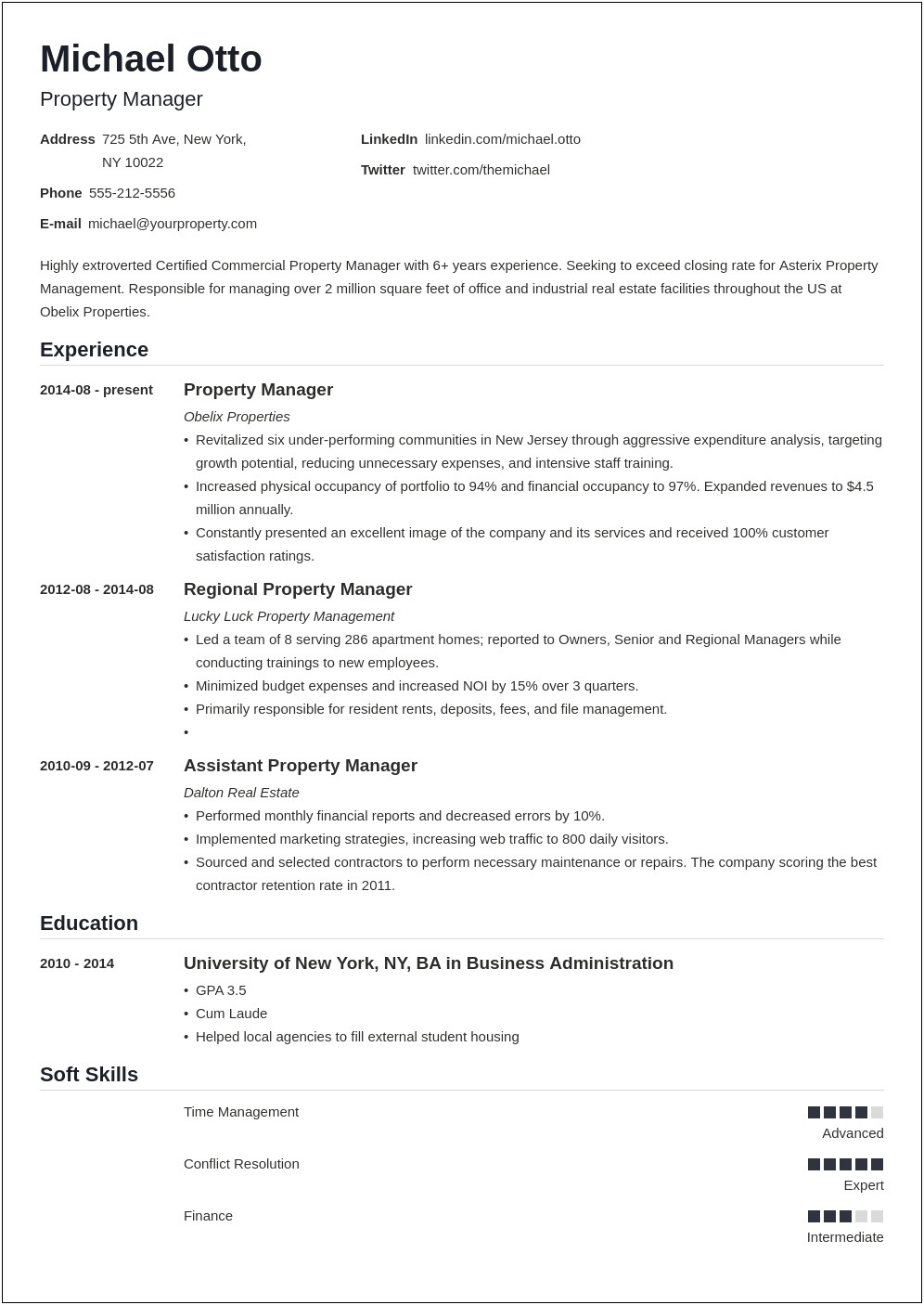 Vice President Of Property Management Resume