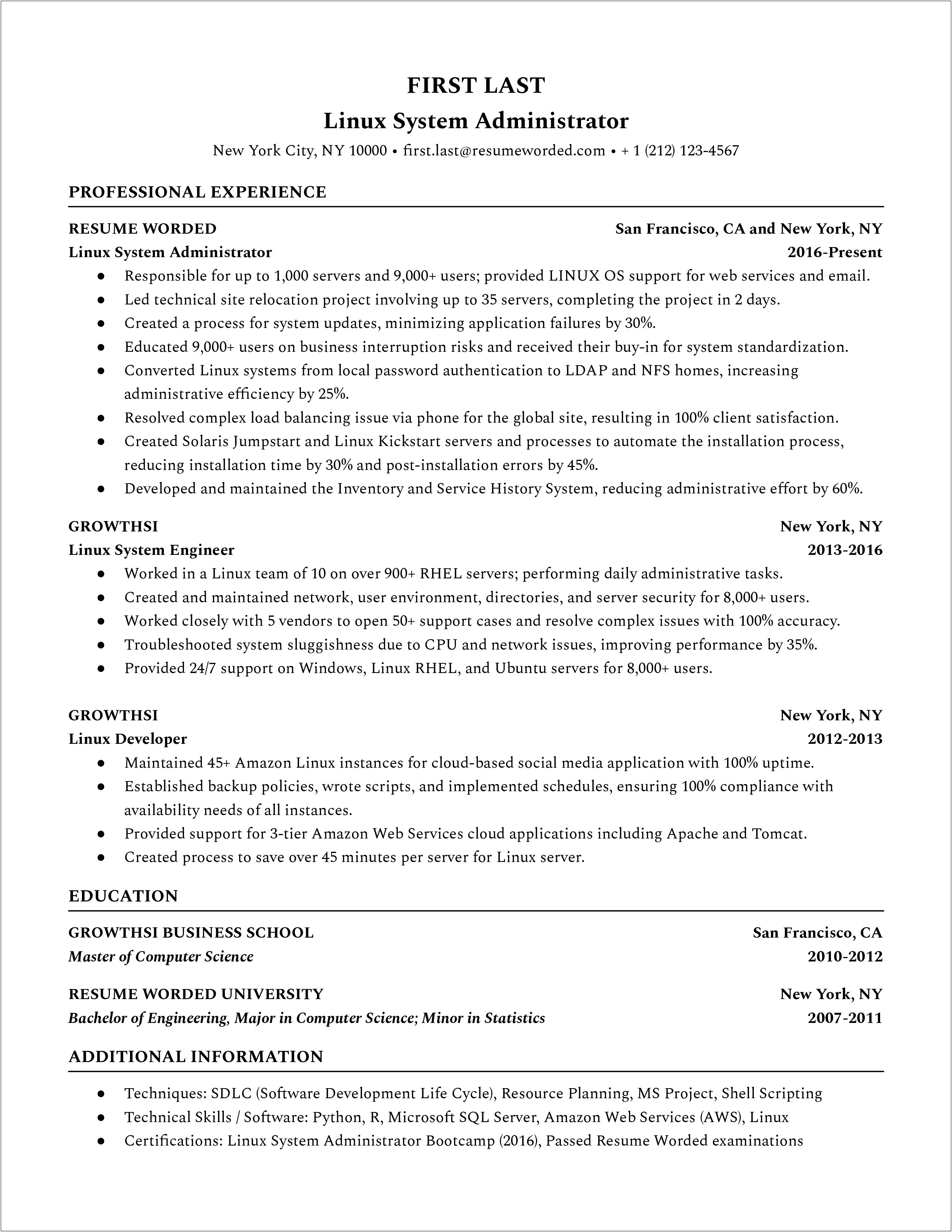 Vmware And Windows Admin Resume Samples