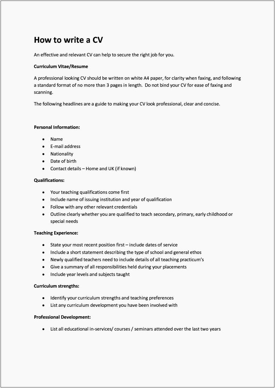 Way To Write Experience In Resume