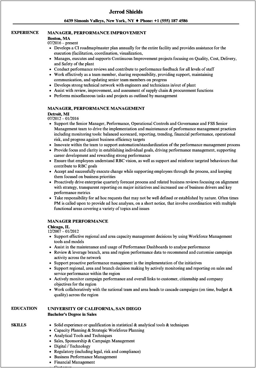 Ways To Improve Work Performance Resume