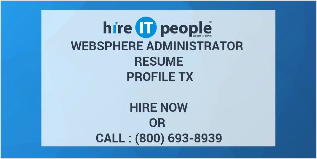 Websphere Experience Resume Hire It People