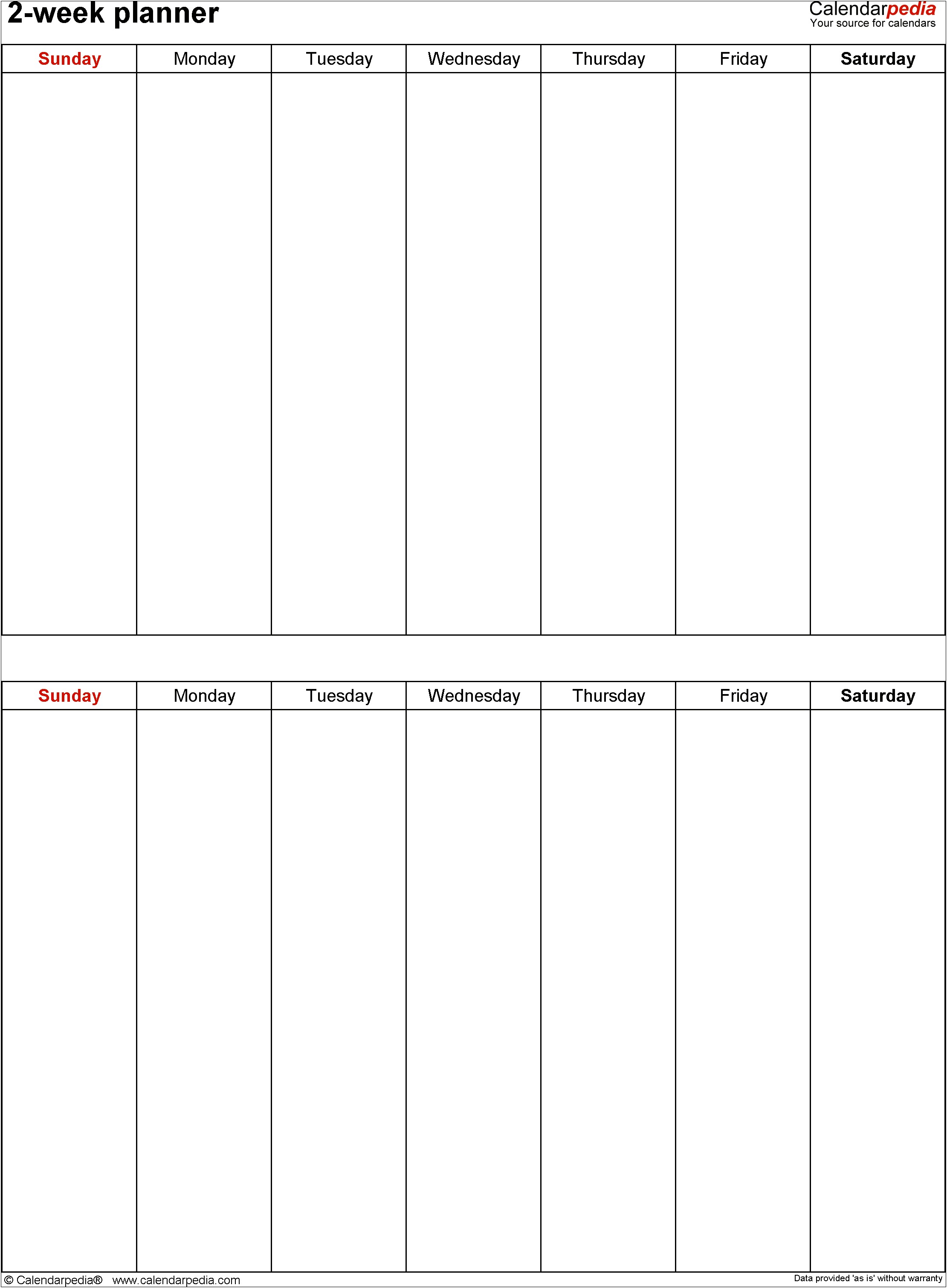 Weekly Planner Free Template Starting With Sunday