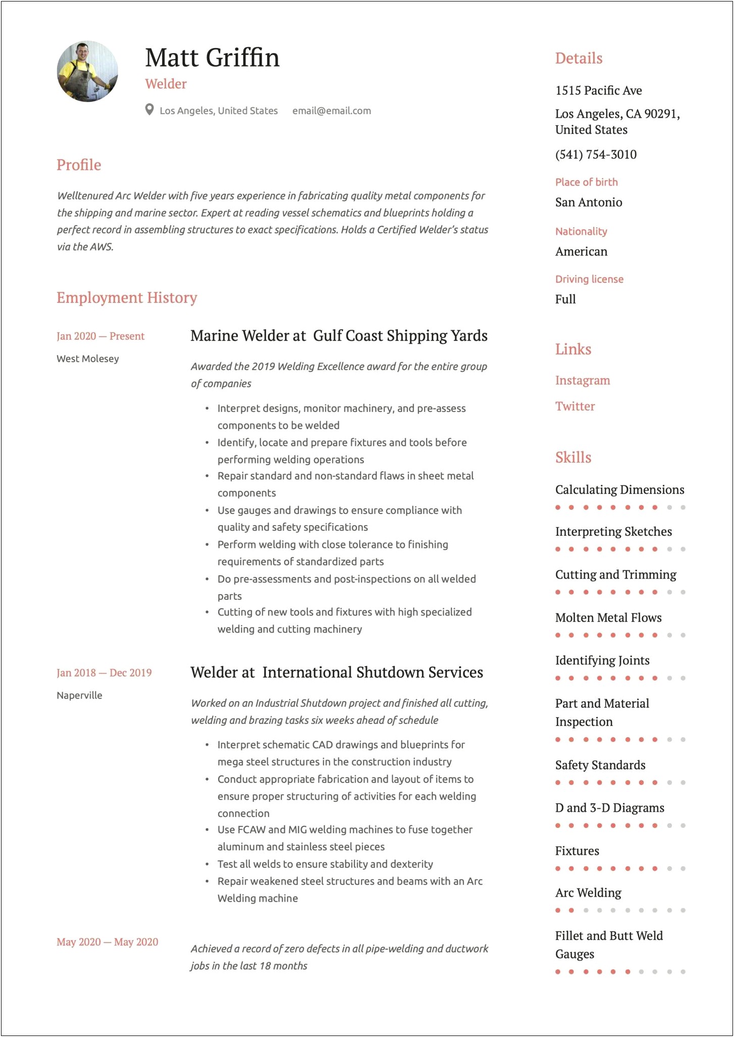 Welder Resume Format In Word Download