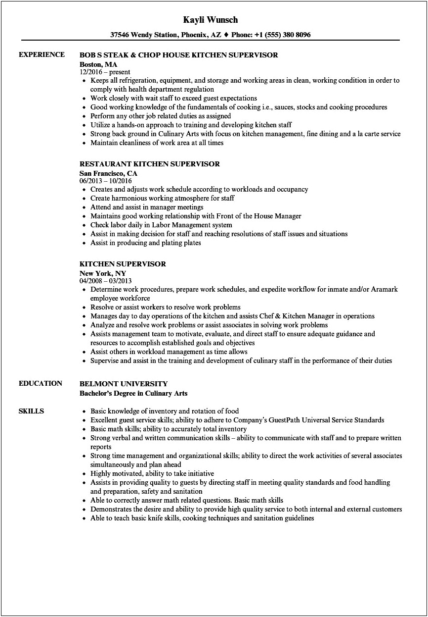 Wendy's Shift Manager Resume Sample
