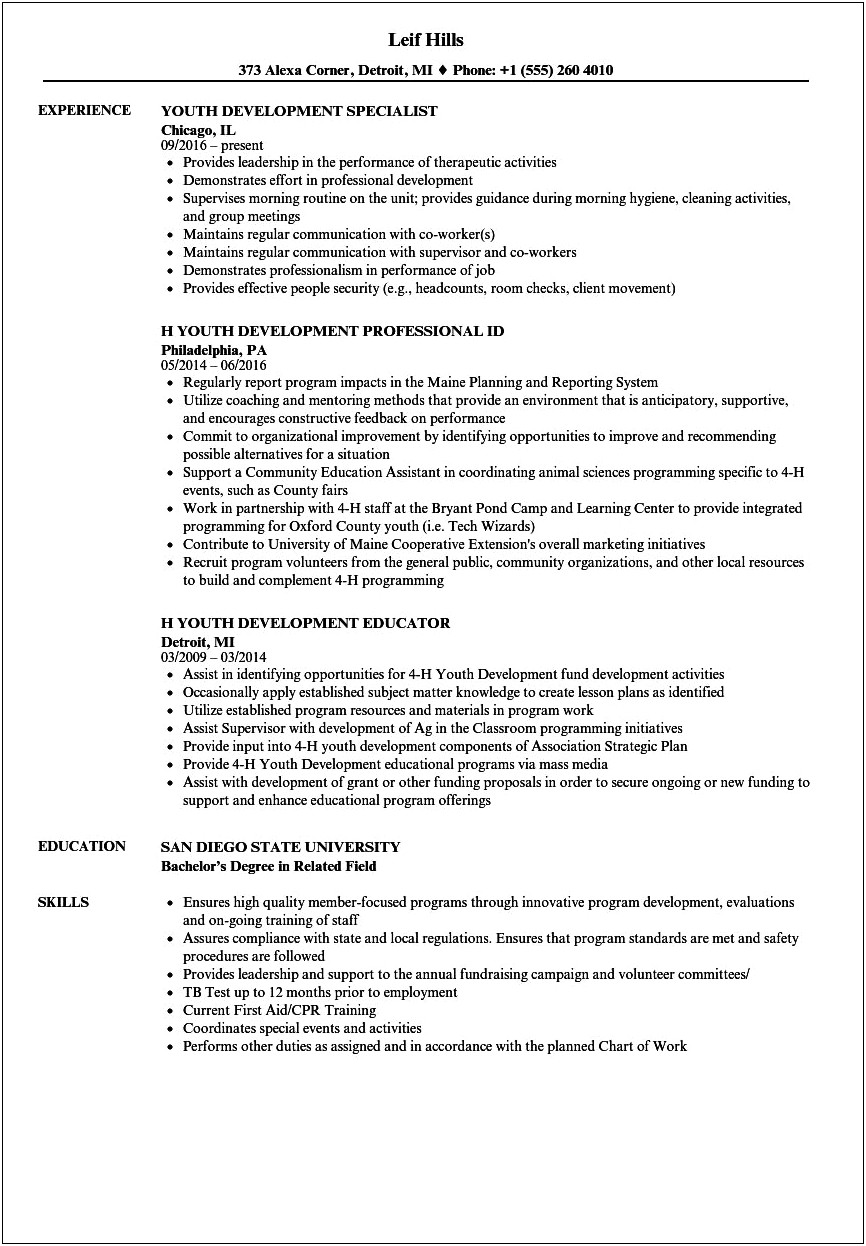 Weston Career Center Sample Resum E