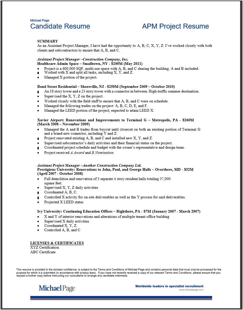 Where To Put Applicable Licenses On Resume