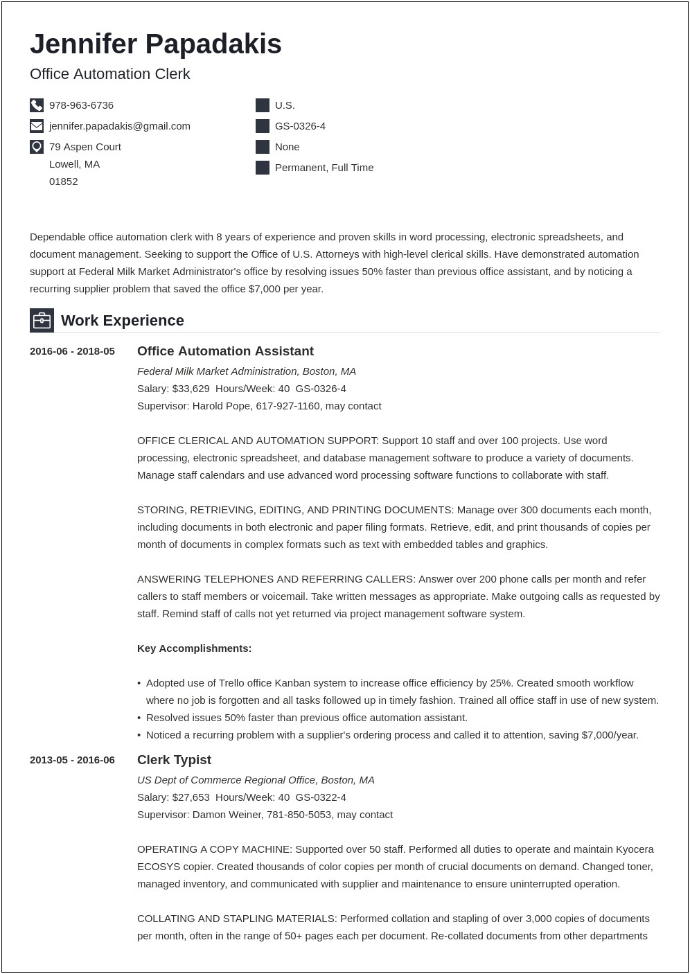 Where To Put Clearance On Federal Resume