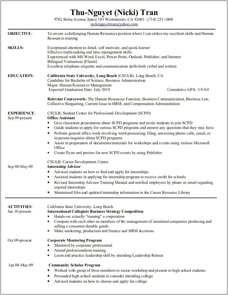 Where To Put Coursework On Resume