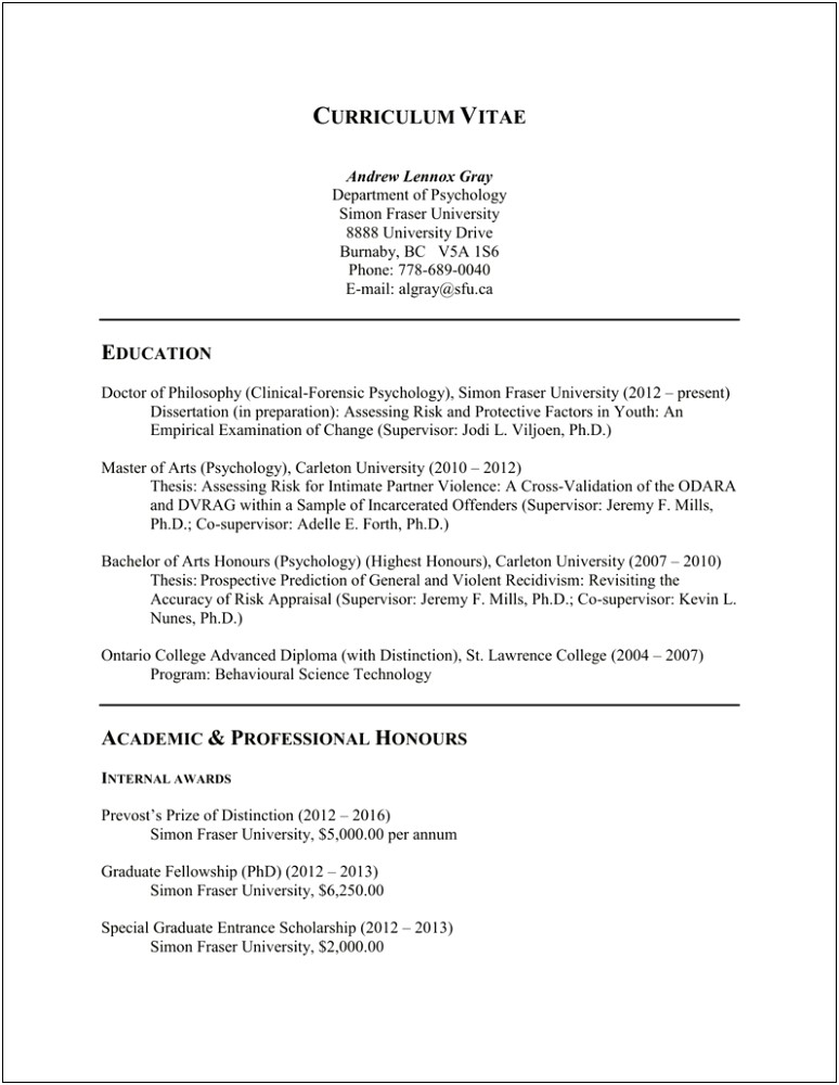 Where To Put Dissertation Awarded Distinction On Resume