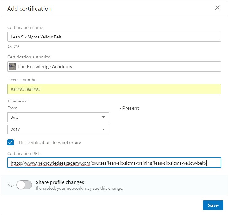 Where To Put Green Belt Certification On Resume