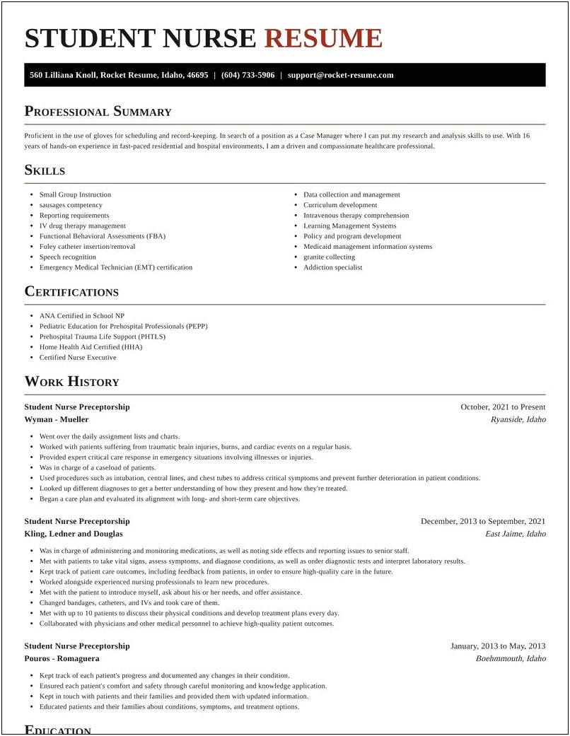 Where To Put Preceptor On Resume