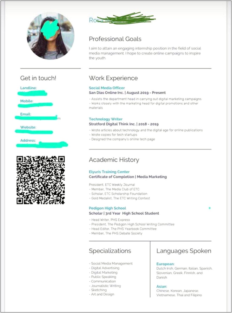 Where To Put Qr Code On Resume