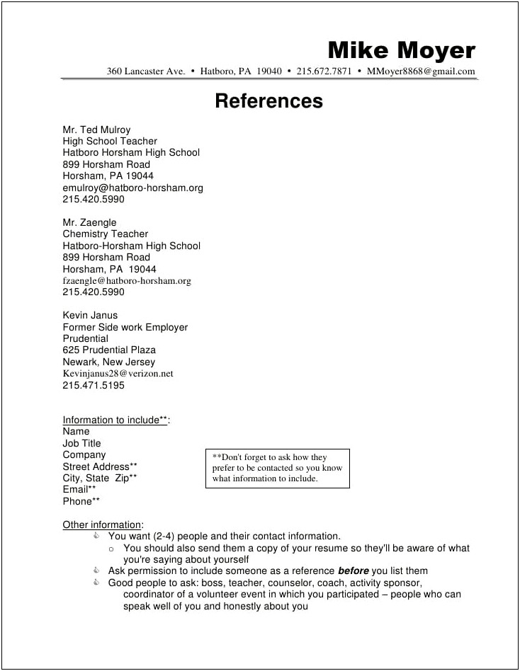 Where To Put Recommendations On A Resume