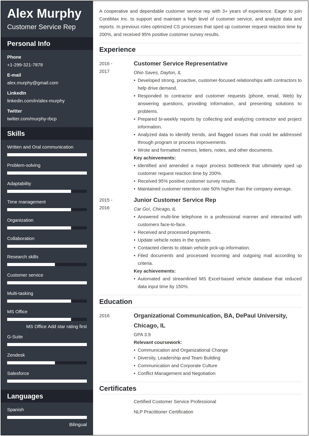 Where To Put Relevant Classes In Resume