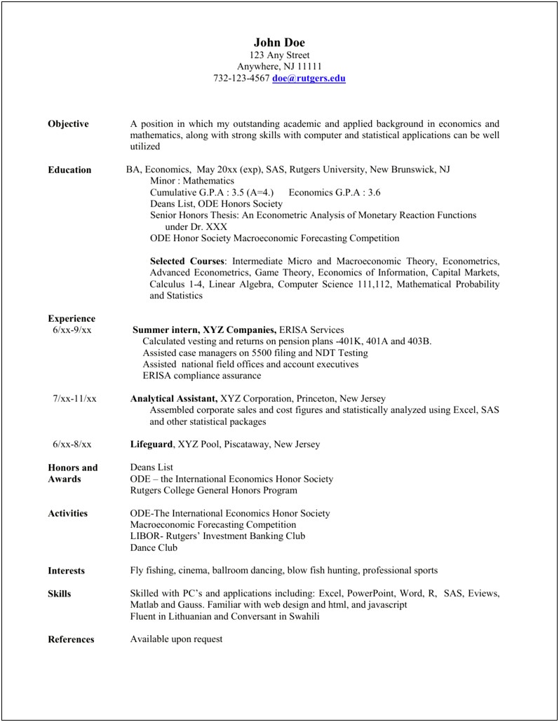 Where To Put Senior Thesis On Resume