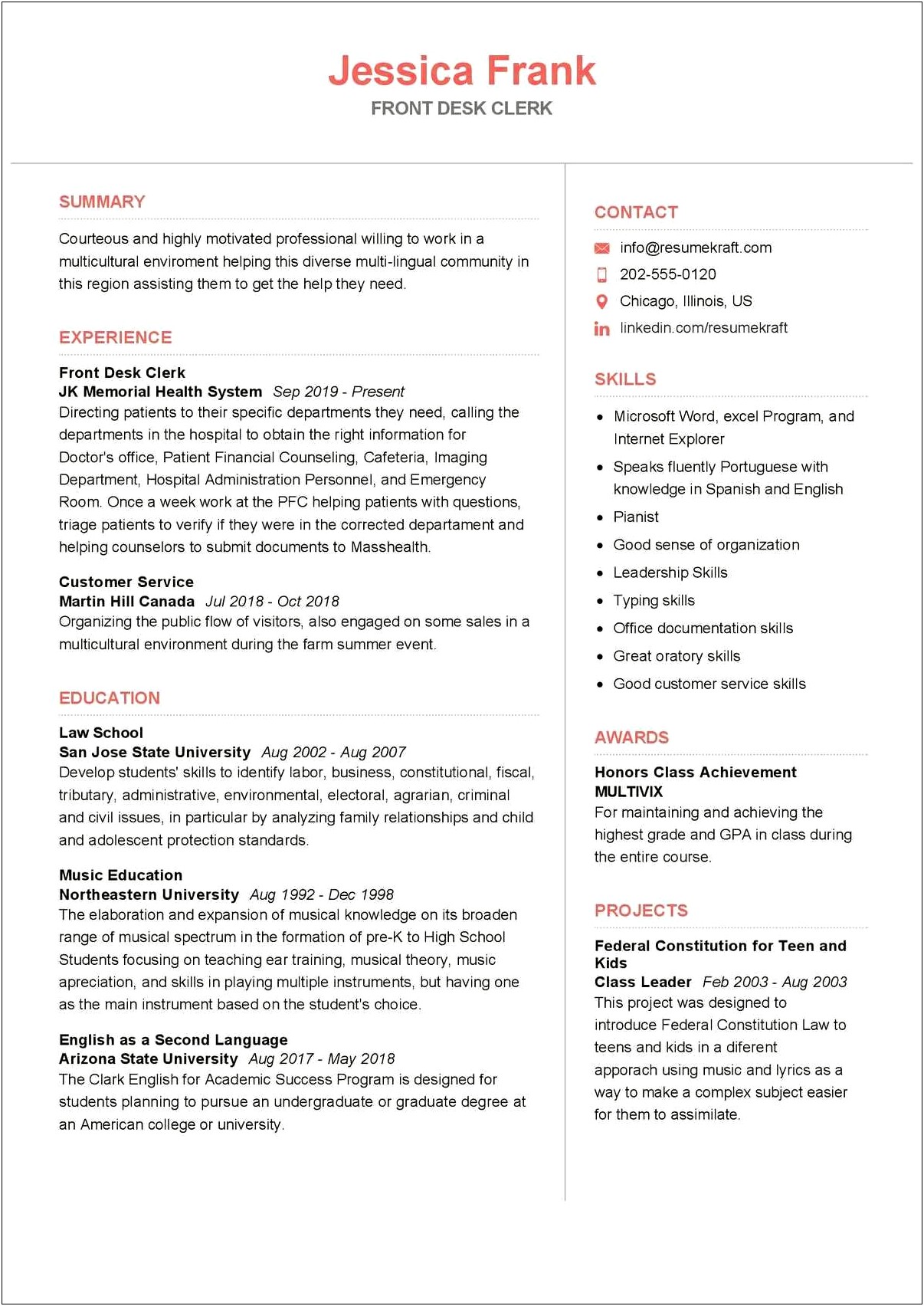 Where To Put Specific Department In Resume