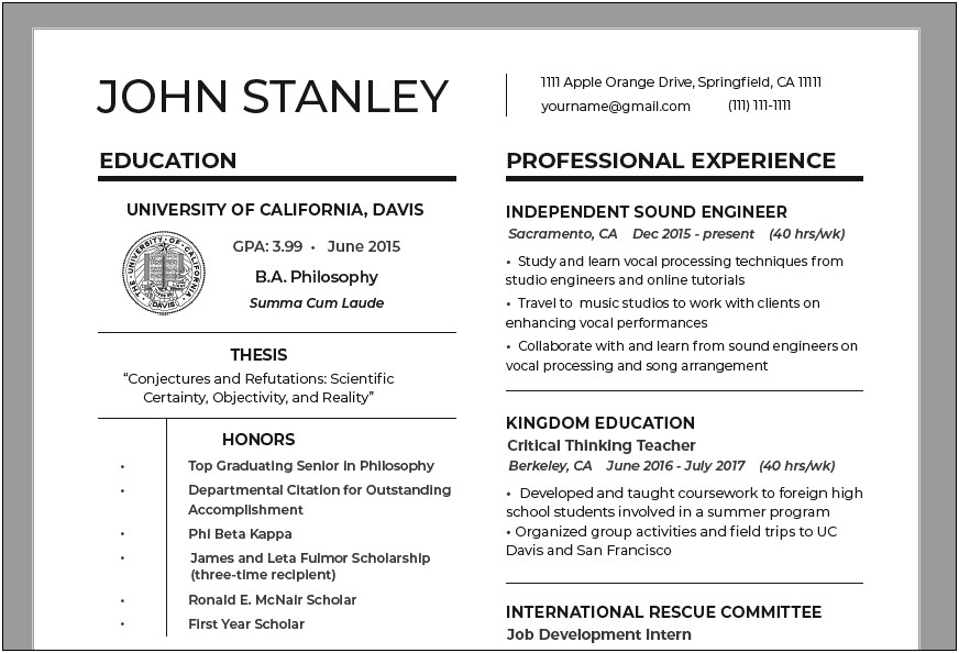 Where To Put Summer Programs In A Resume