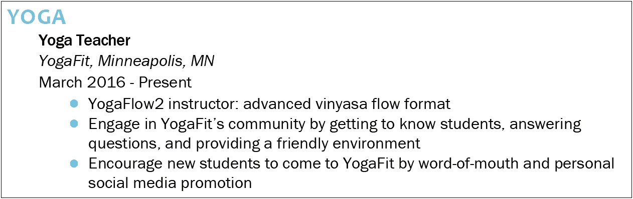 Where To Put Yoga Teacher Training On Resume