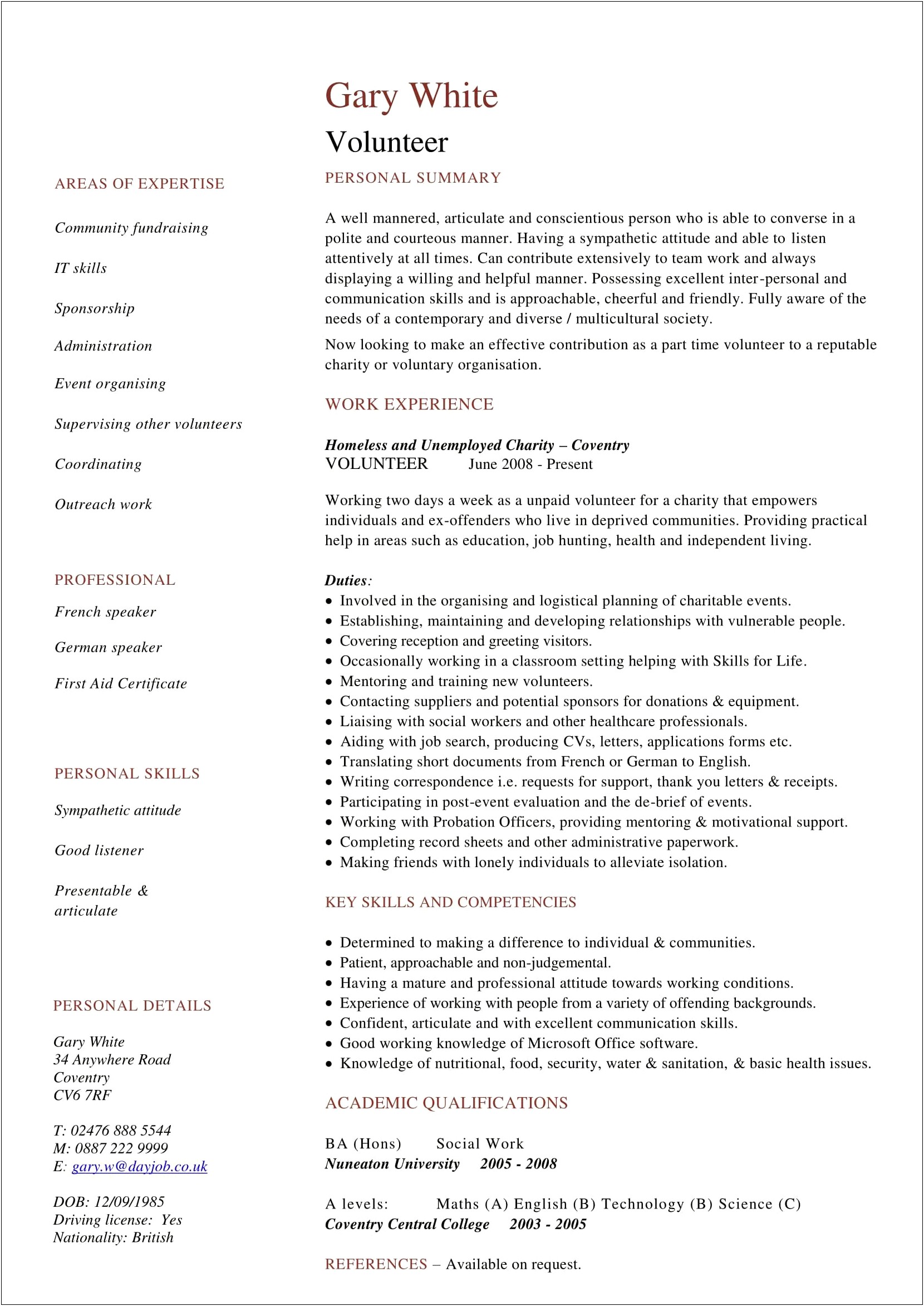 Where To Volunterr Work In Resume