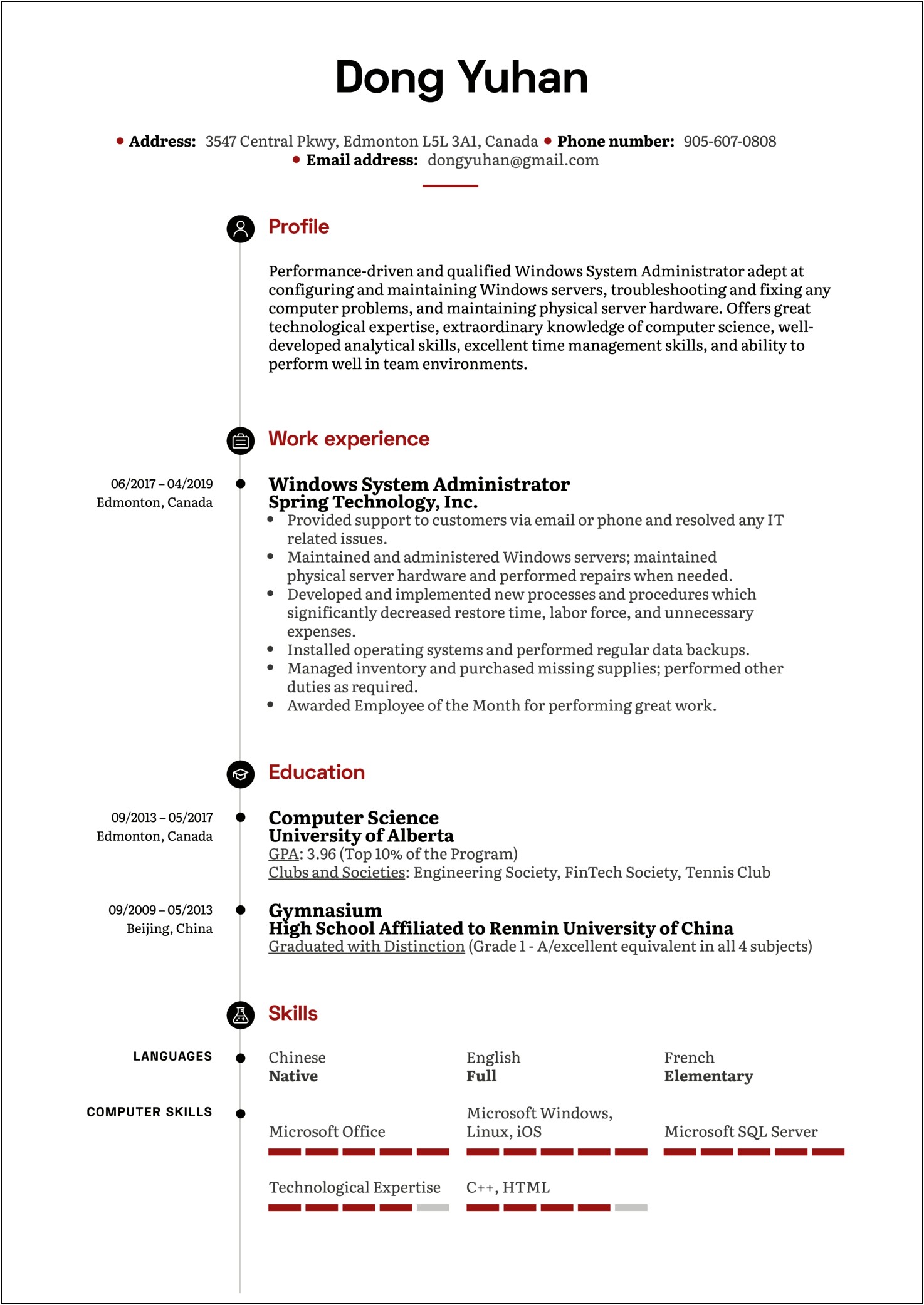 Windows System Administrator Resume 10 Years Experience