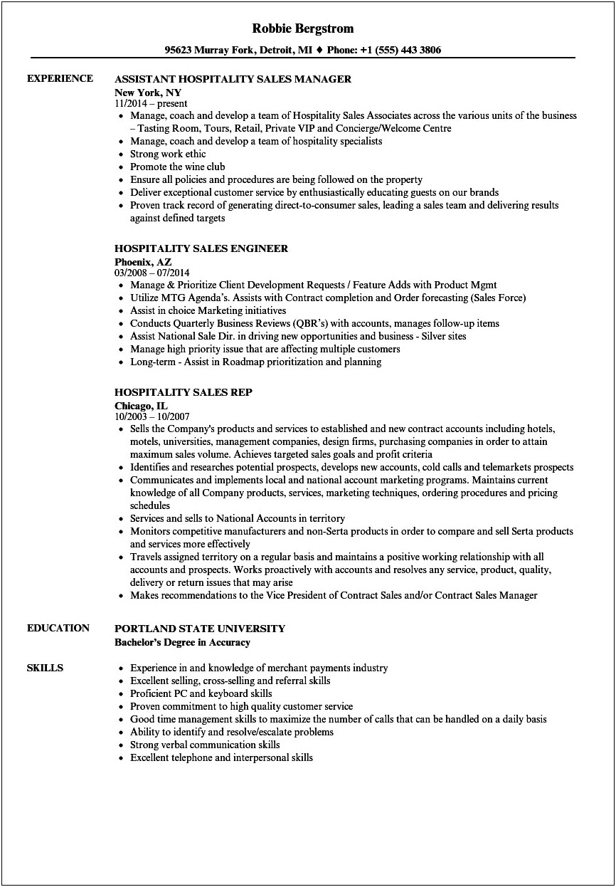 Wine Sales Resume Sample Entry Level