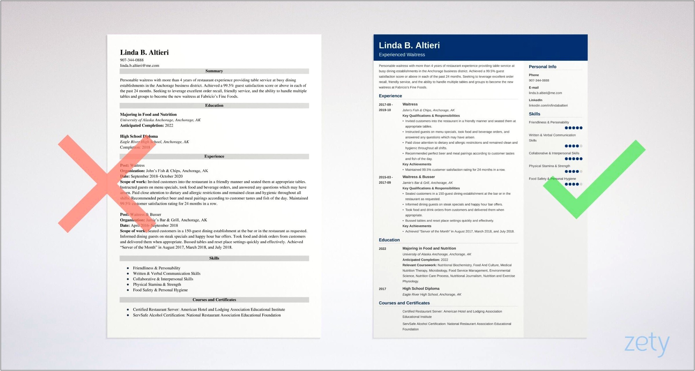 Word Downloadable Resume Templates For Resteraunt Servers