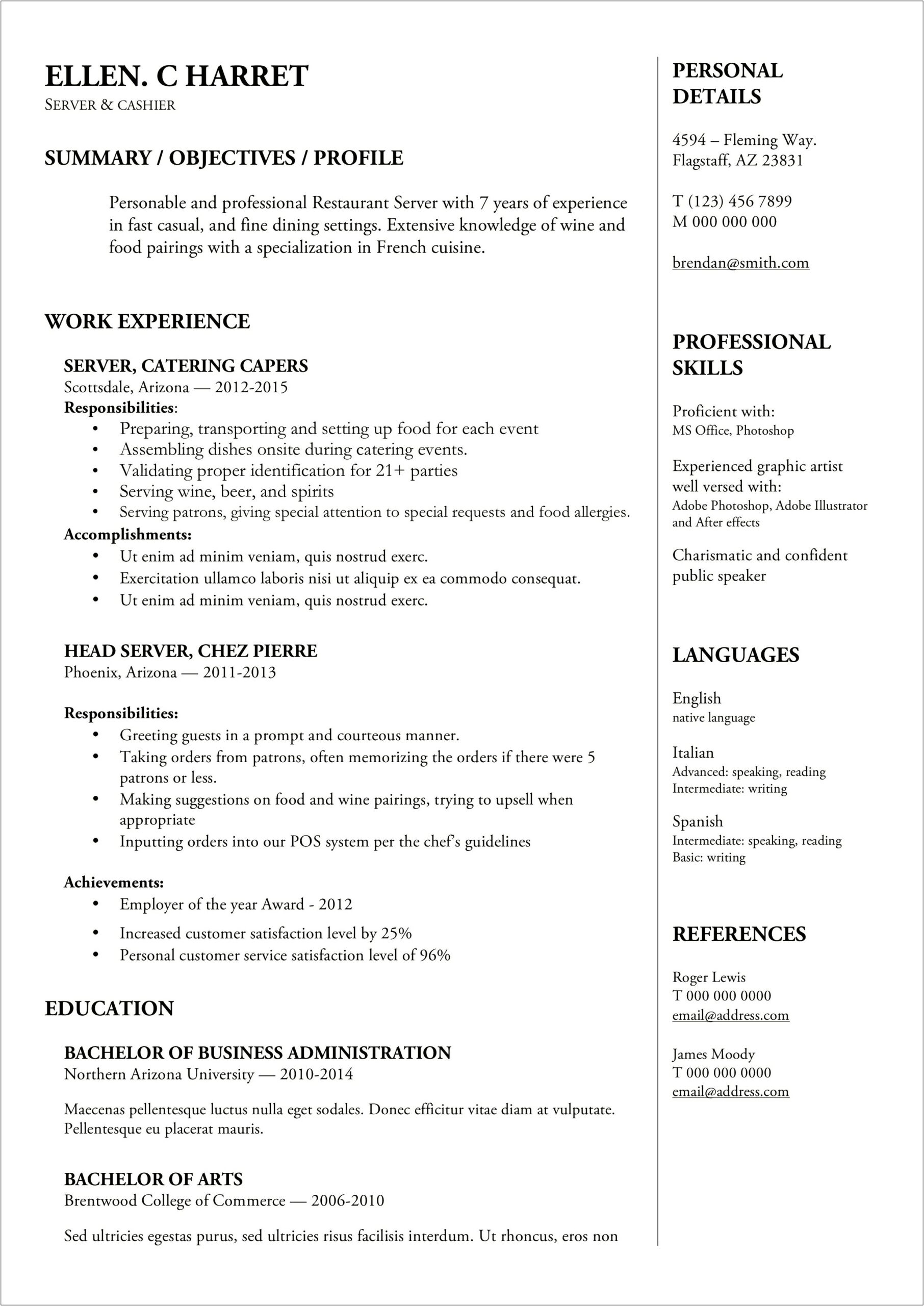 Word For Good Public Speaker For Resume