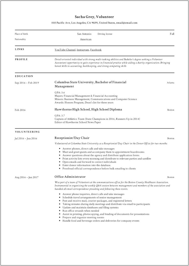 Word To Use For Volunteer Work On Resume