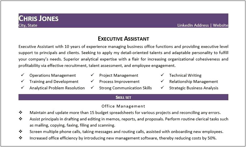 Wording For Resume Of Office Manager