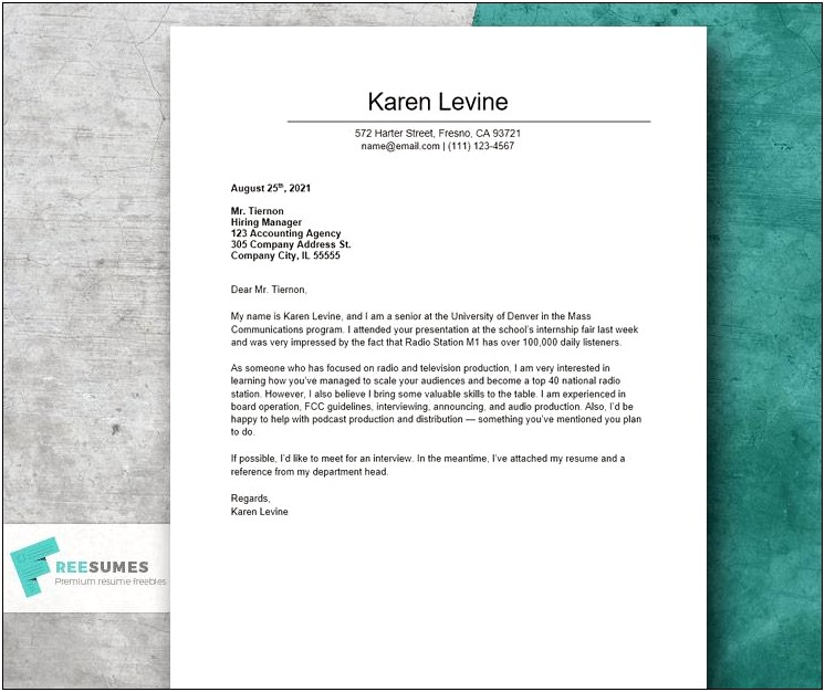 Wording Of A Resume Cover Letter