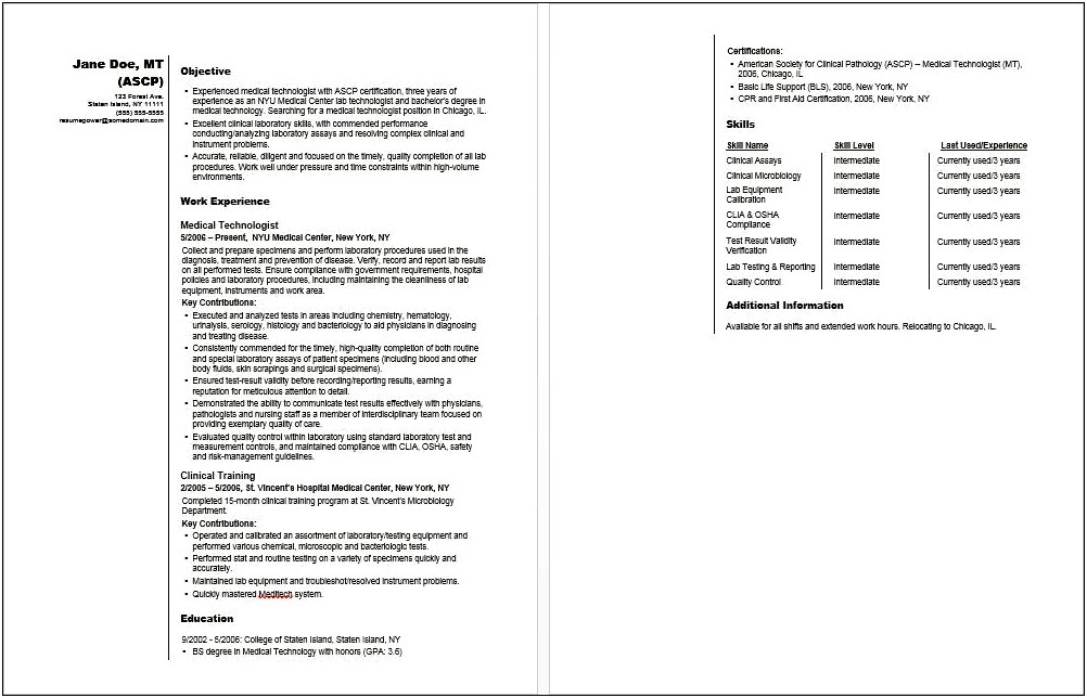 Words To Use In Lift Technician Medical Resume