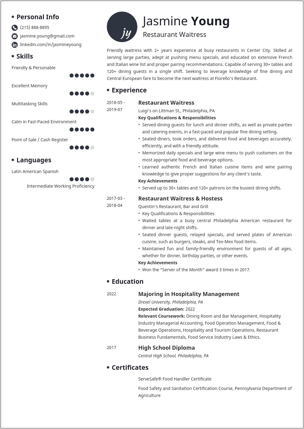 Work Experience In Resume For Teens