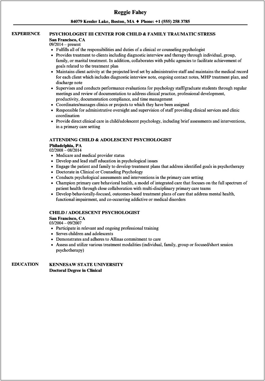 Worked Individually With Austistic Child Resume