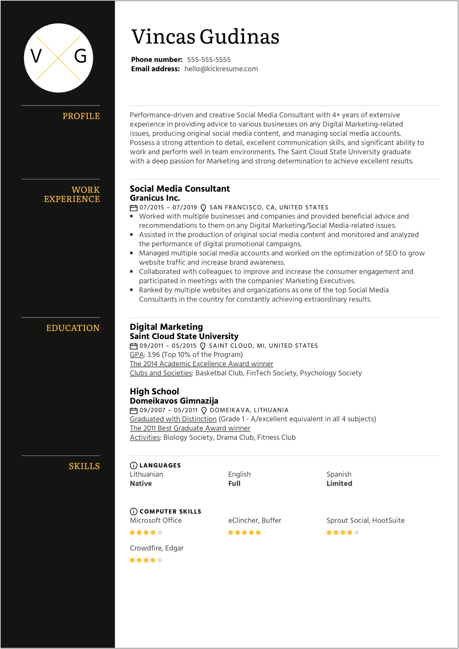 Working As A Freelancer Ma4keting Resume Sample