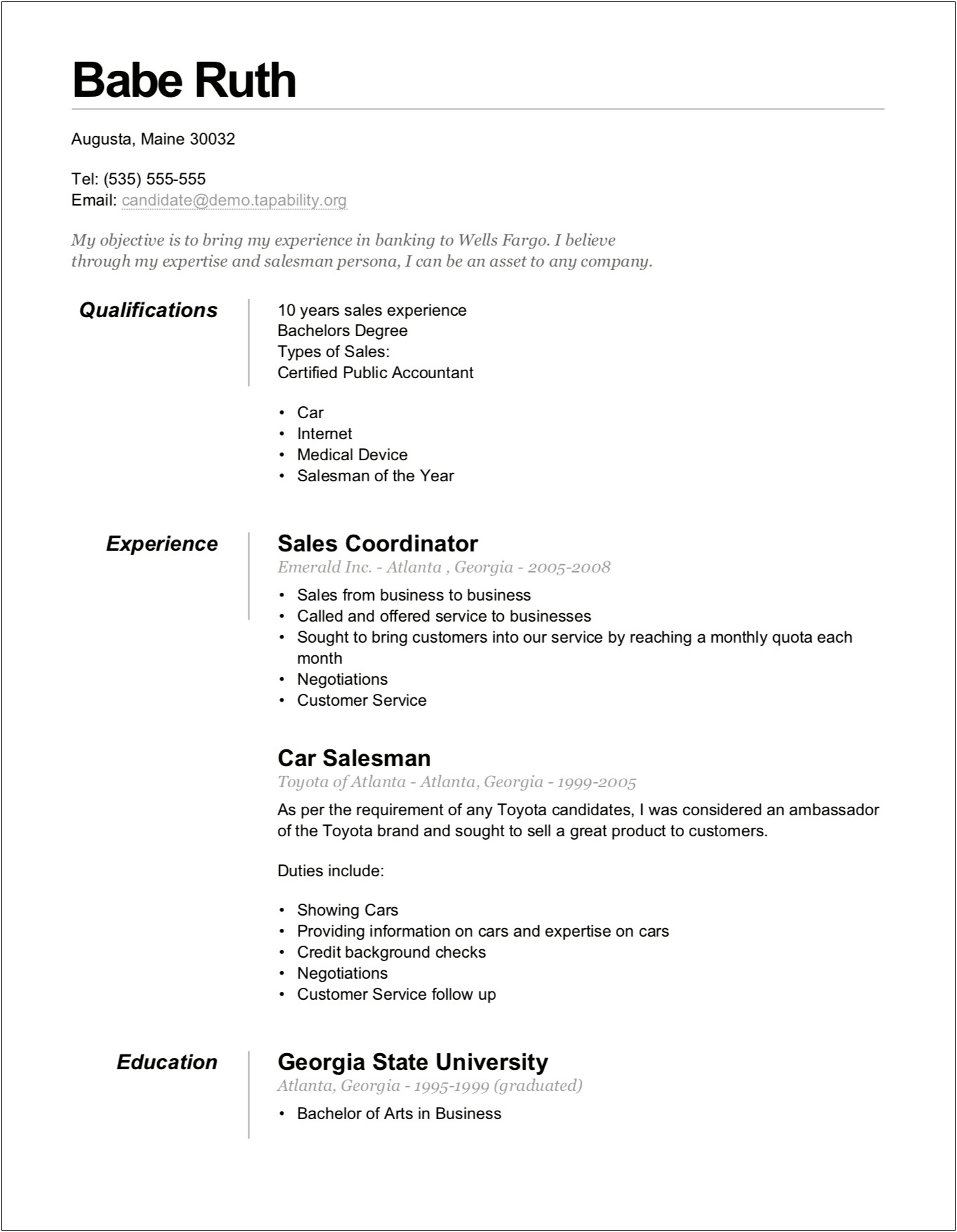 Working With Disabled People On Resume